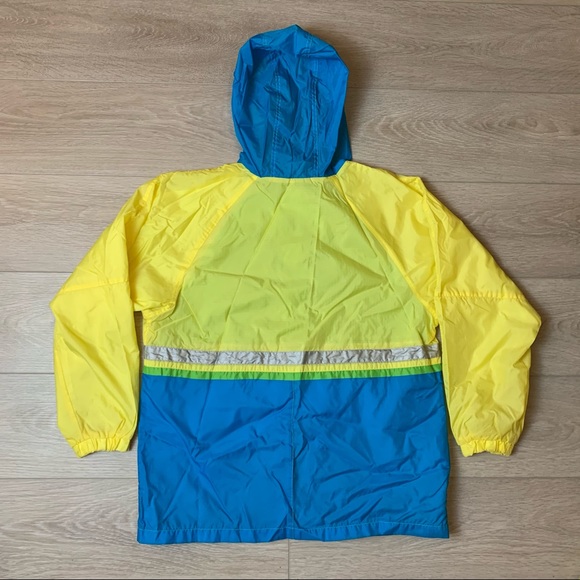 Retro Spring Windbreaker Jacket Current Seen Bright Yellow + Blue - Picture 10 of 10